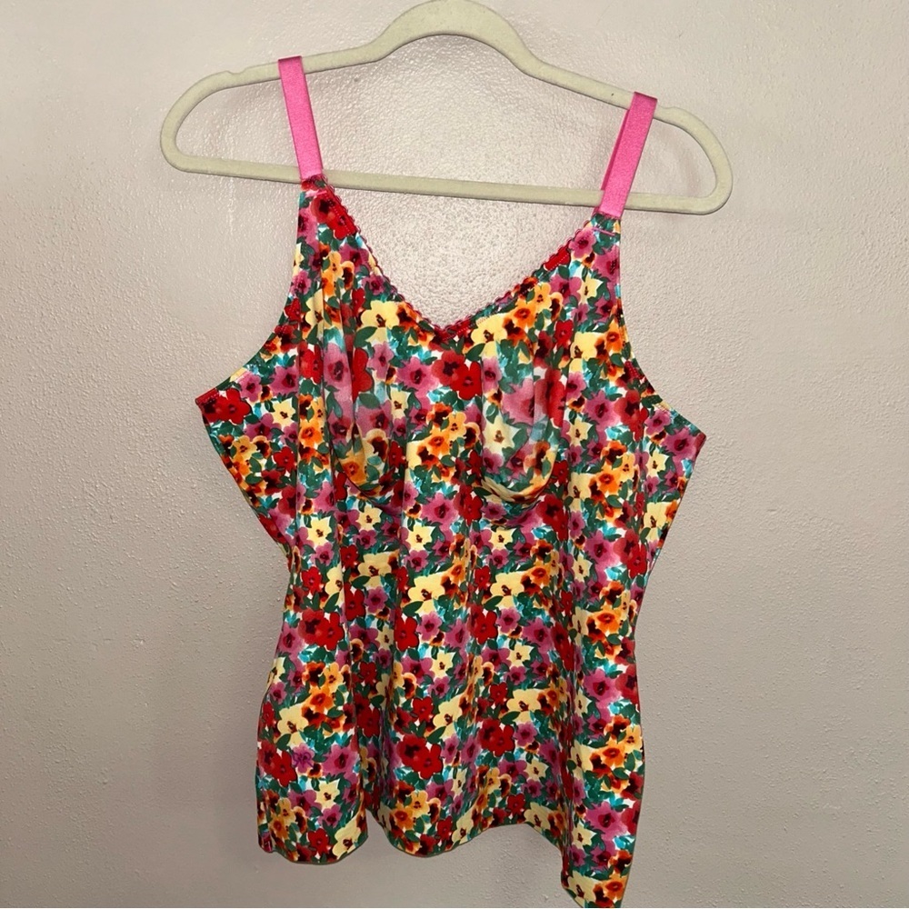 Ruby Ribbon Floral Print Camisole with Pink Straps shapewear